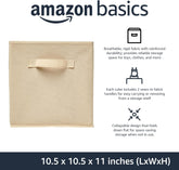 Amazon Basics - Cestos plegables de tela para almacenar, organizadores con asas, 10.5 x 10.5 x 11 pulgadas, color beige, paquete de 6
